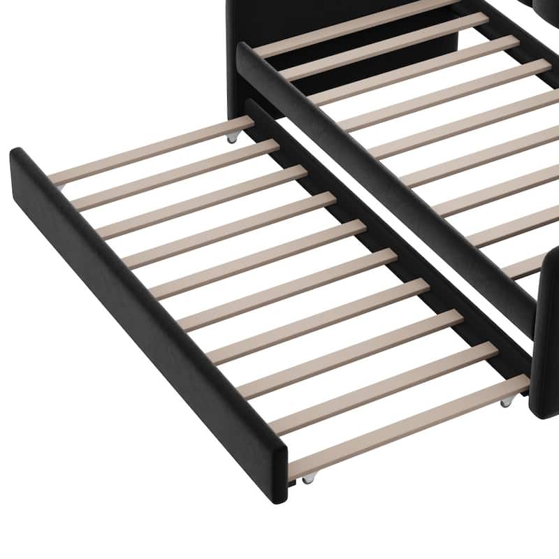 81.3" Modern Twin Size Upholstered Daybed with Trundle & Charging Station