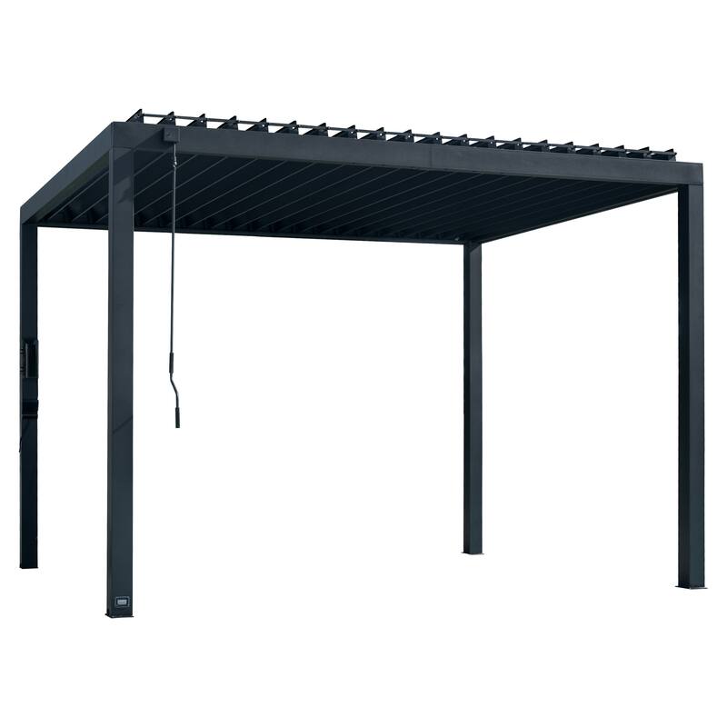 Backyard Discovery Sarasota 12'x10' Galvanized Steel Louvered Pergola - Black - 11'8" x 9'9"