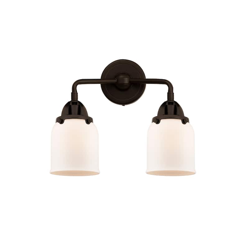 Innovations Lighting Nouveau 2 Bell - 2 Light 13" Bath Vanity Light - Oil Rubbed Bronze/Matte White