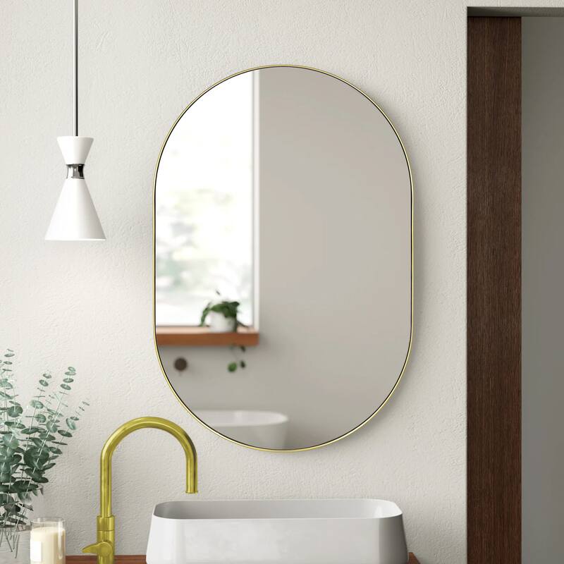 TEHOME Oba Oval Metal Wall Mirror