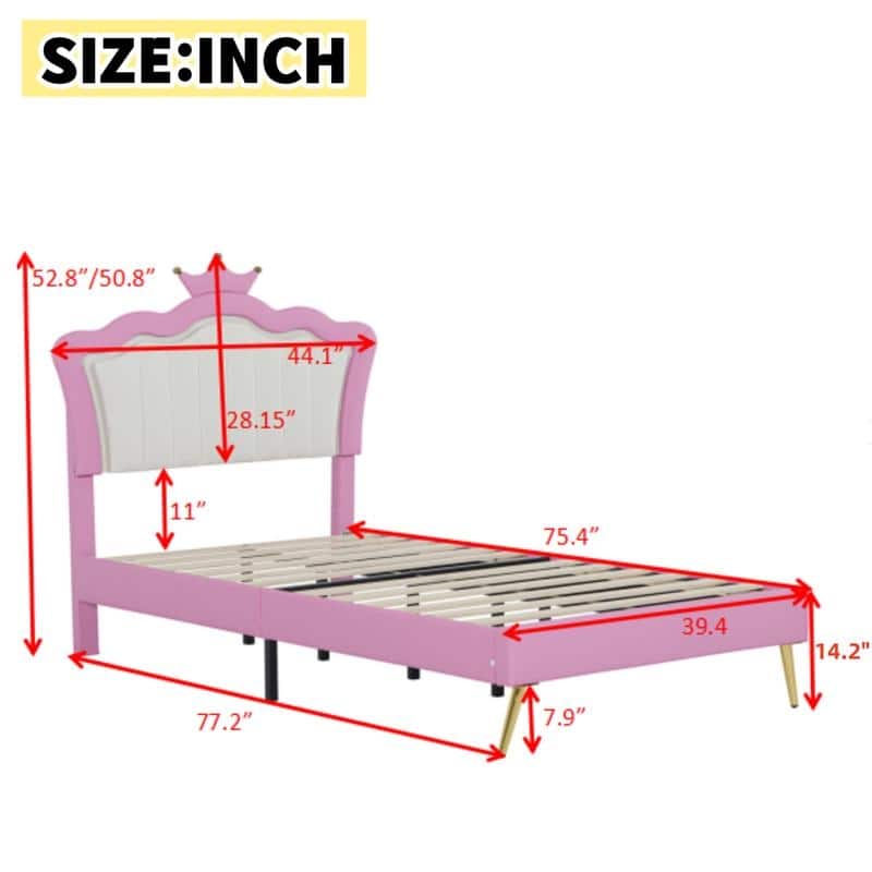 Modern Upholstered Princess Bed with LED Lights