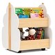 preview thumbnail 1 of 11, Kids Wooden Bookshelf with Universal Wheels - 20.5" x 18" x 25"