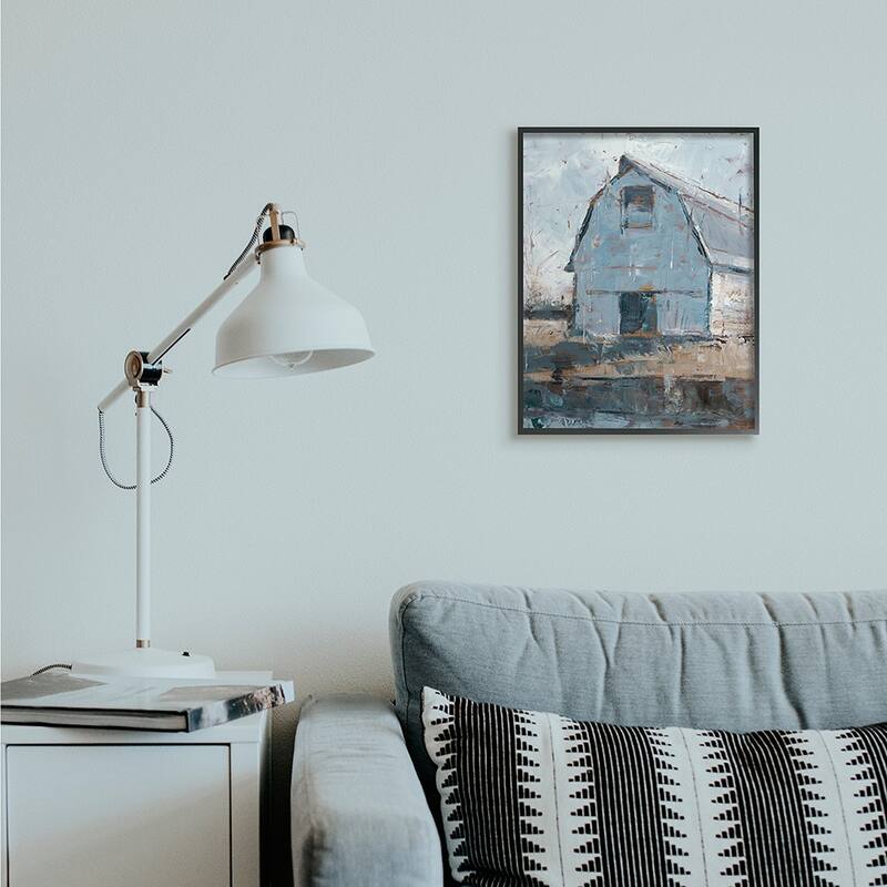 Stupell Abstract Distressed White Barn Farm Architecture Framed Giclee Texturized Art by Ethan Harper