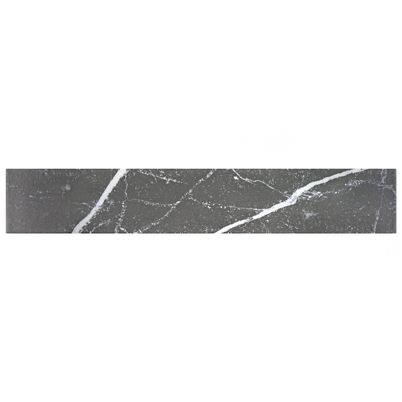 Merola Tile Tinos Black 3-1/8" x 17-3/8" Porcelain Floor and Wall Tile