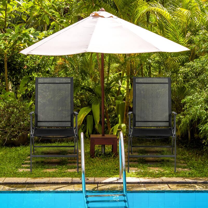 Costway 4PCS Patio Folding Dining Chair Recliner Adjustable Black