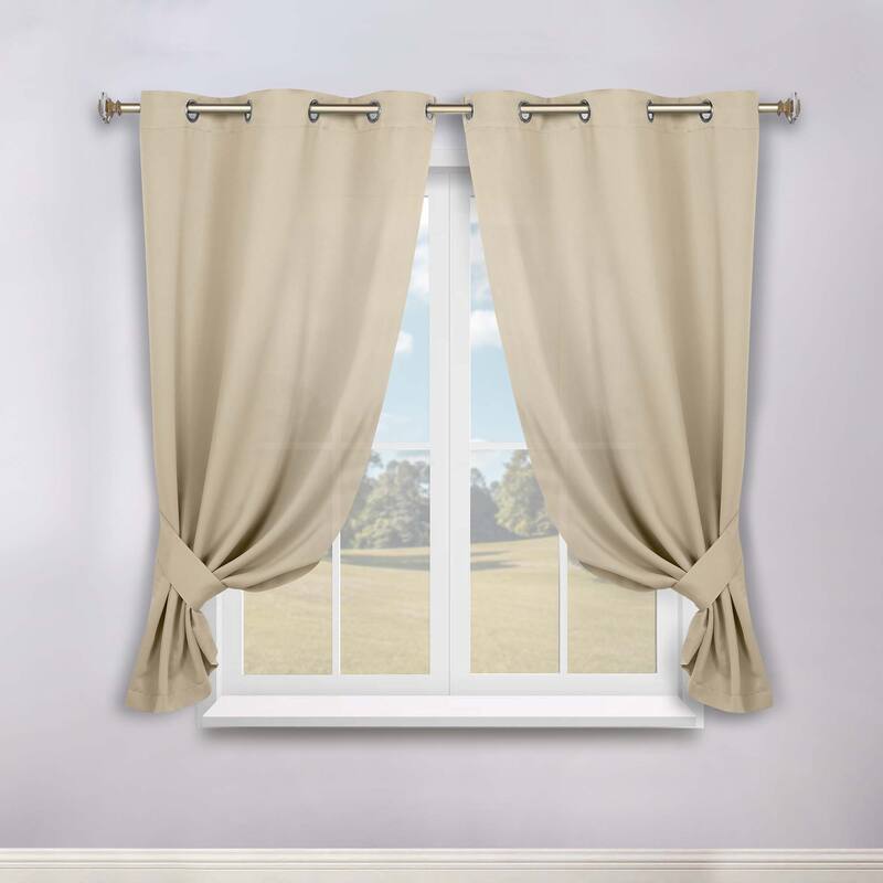 Superior Solid Machine Washable Room Darkening Blackout Curtains with Back Tabs, Set of 2