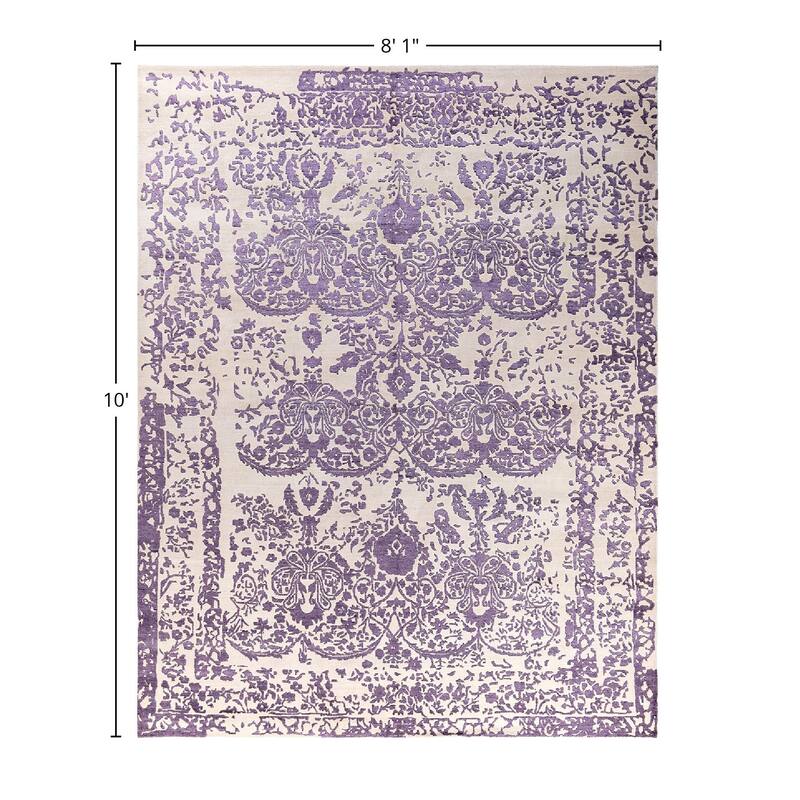 Ikat One-of-a-Kind Hand-Knotted Area Rug - Beige, 8' 1" x 10' 0" - 8' 1" x 10' 0"