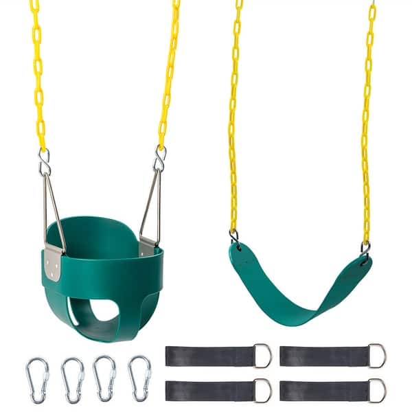 slide 2 of 17, Metal/Plastic Bucket Swing with Chains - 11"D x 11"W x 78"H Green