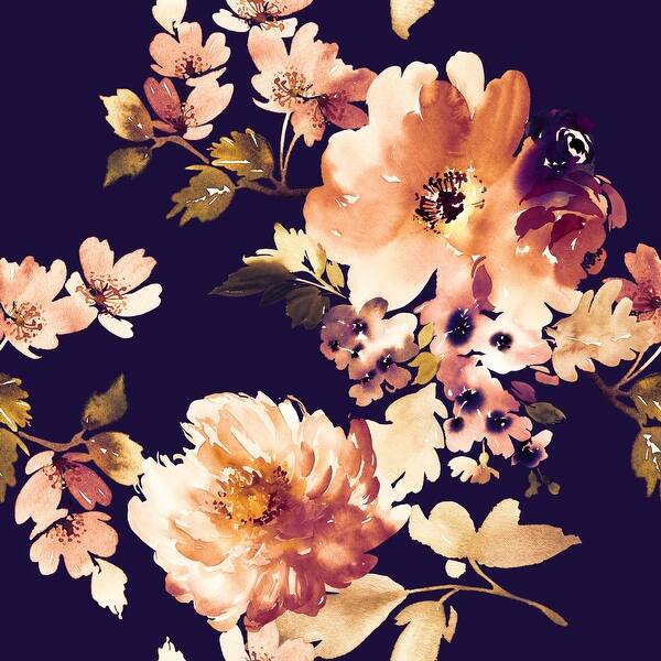 Vintage Watercolor Dark Floral Wallpaper Mural - Overstock - 32617109 Vintage Watercolor Dark Floral Wallpaper Mural - Overstock - 32617109
