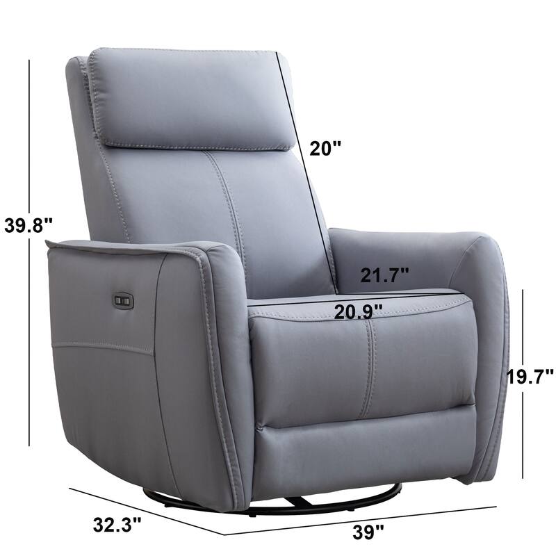 32.3'' Wide Power Swivel Rocker Recliner Chairwith USB Ports