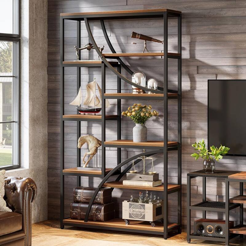 70.87'' Tall Bookshelf with Open Shelf, 9-Tier Industrial Etagere Bookcase