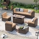 preview thumbnail 111 of 179, AOXUN Fire Pit Conversation Set Rattan Sofa Set Outdoor Furniture With Cushions