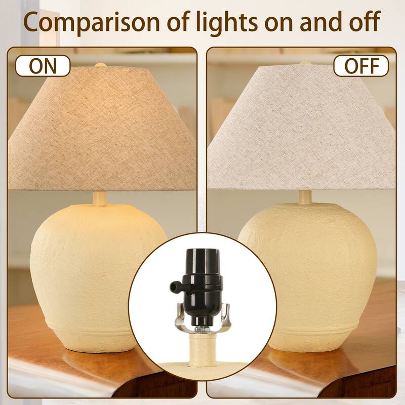 21.6" Modern Ceramic Table Lamp With Linen Shade for Living Room Bedroom