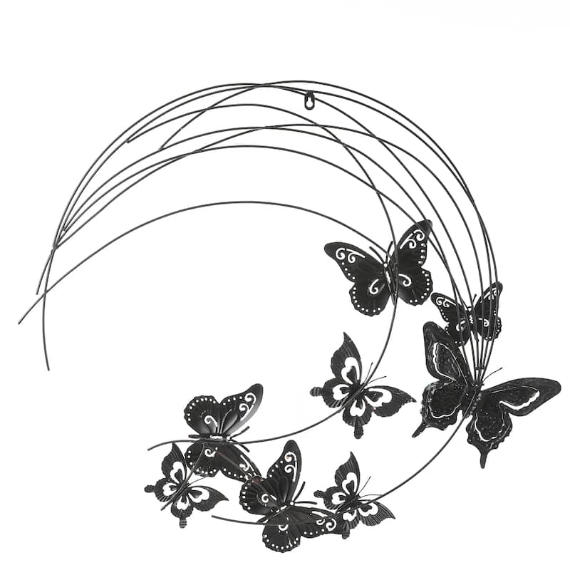 Metal Butterflies Moon Indoor/Outdoor Wall Decor