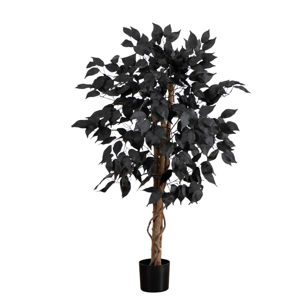 3-ft Artificial Halloween Black Ficus Tree with Natural Trunk
