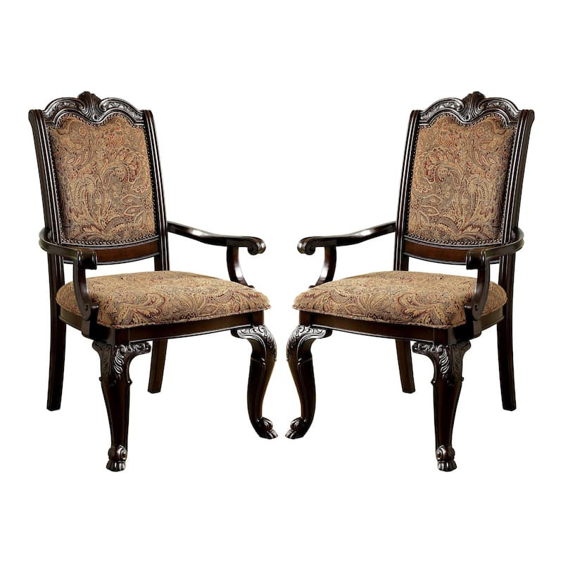 Furniture of America Kova Traditional Cherry Fabric Formal Arm Chairs (Set of 2)