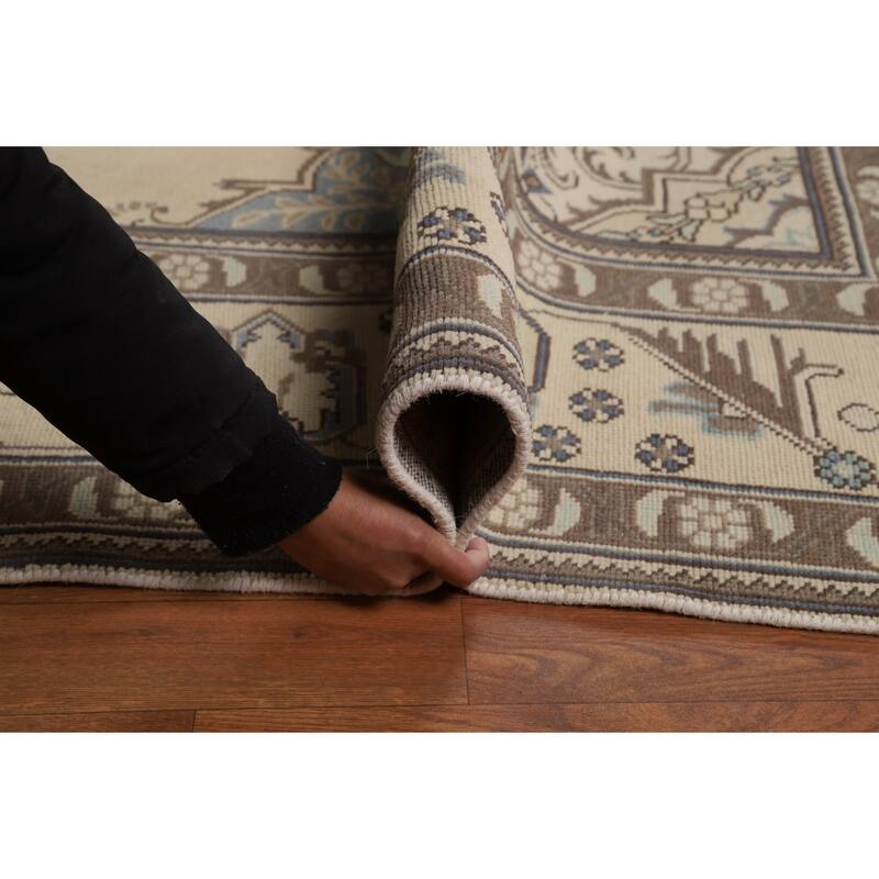 Medallion Tabriz Persian Square Area Rug Hand-Knotted Wool Carpet - 9'2"x 9'6"