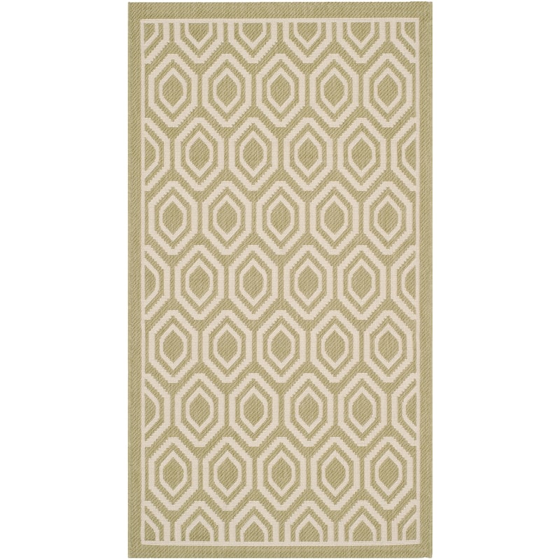 SAFAVIEH Courtyard Carolee Indoor/ Outdoor Patio Backyard Rug - 4' x 5'7" - Green/Beige
