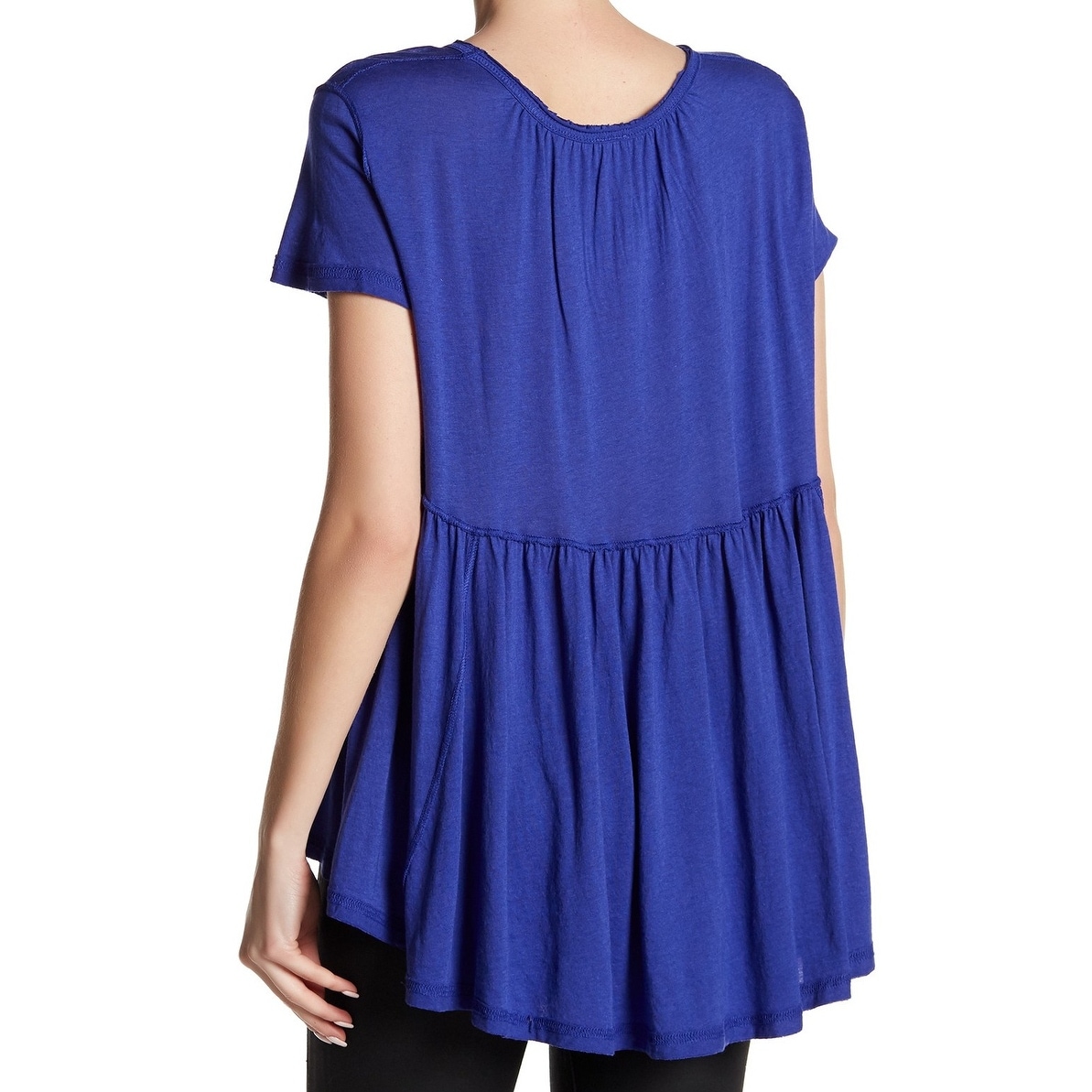 Shop We The Free Blue Womens Size Xs Crewneck Ruffle Trim Back Top Overstock 28024286