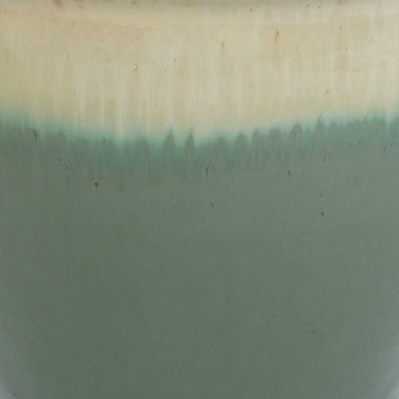 Sunnydaze Studio High-Fired Glazed Ceramic Planter - 15-Inch - Seafoam