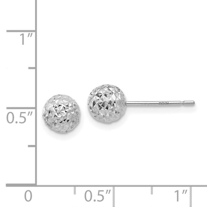 Curata 14k White Gold Polished 6mm Ball Post Earrings - 6x6mm Wide