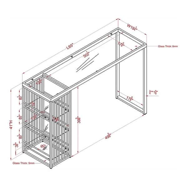 Marburry Contemporary Chrome 65-inch Wide Glass Top Bar Table by Furniture of America