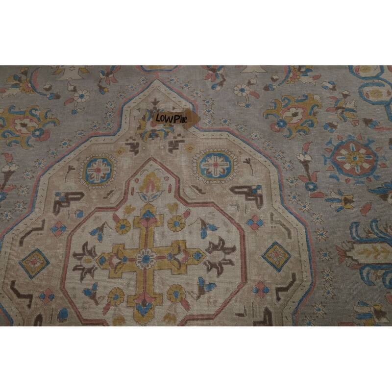 Gray Geometric Tabriz Persian Area Rug Handmade Wool Carpet - 9'8"x 13'1"