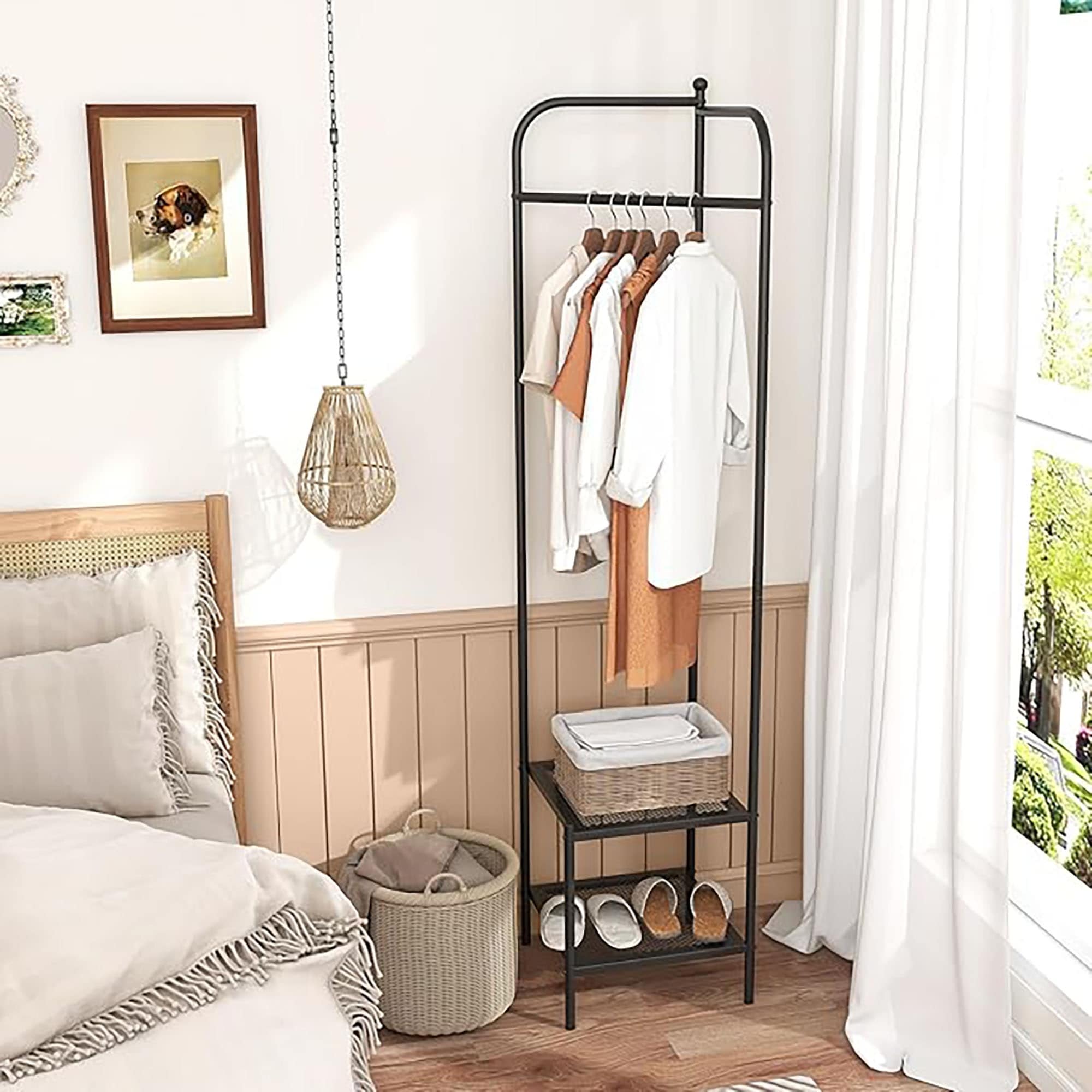 Corner Coat Rack with Shelves Freestanding Hall Tree Top Hanger Bed Bath Beyond 41050090