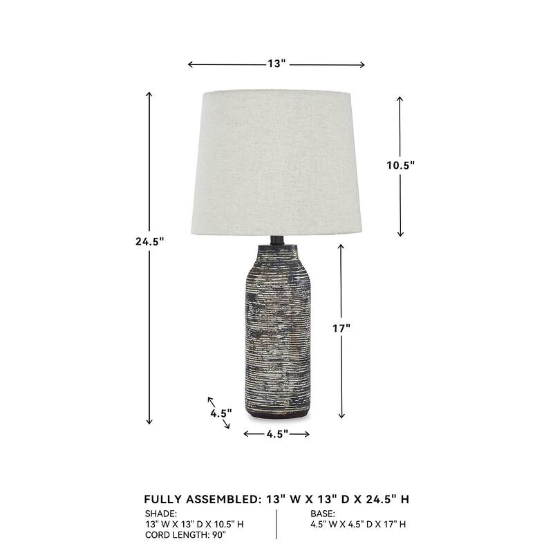 Mahima Paper 26 Inch Table Lamp - Black and White