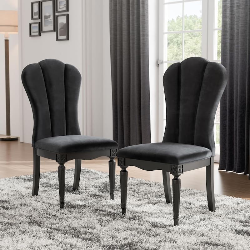 Glam Black Finish Upholstered Side Chairs