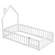 preview thumbnail 18 of 46, Twin House-Shaped Headboard Floor Bed with Fence, Fun & Safe Kids Bed