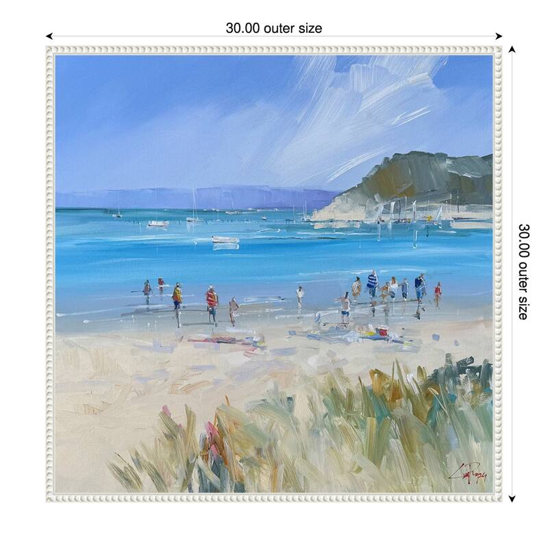 Sorrento Beach by Craig Trewin Penny Framed Canvas Wall Art Print - 30 x 30 in