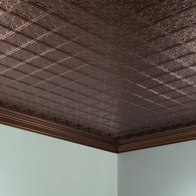 FASÄDE Traditional Style 10 Decorative Vinyl 2ft x 4ft Glue Up Ceiling Panel in Oil Rubbed Bronze (5 Pack)
