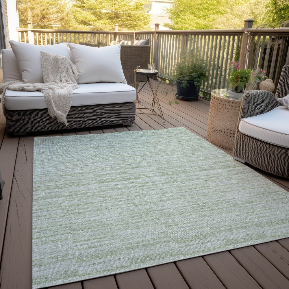 Machine Washable Indoor/ Outdoor Chantille Contemporary Blocks Rug