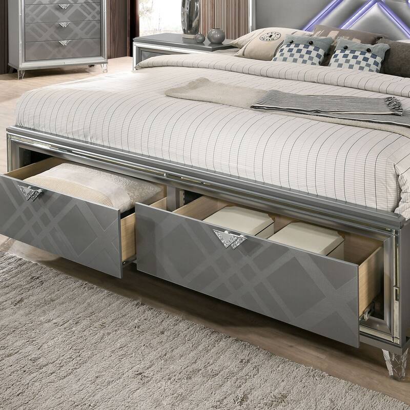Furniture of America Bel Air Glam Wood 5-Piece Platform Bedroom Set with USB Port