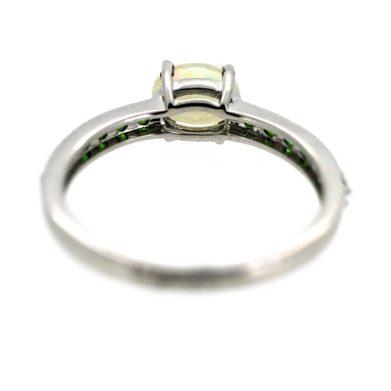 925 Sterling Silver Ethiopian Opal and Chrome Diopside Ring