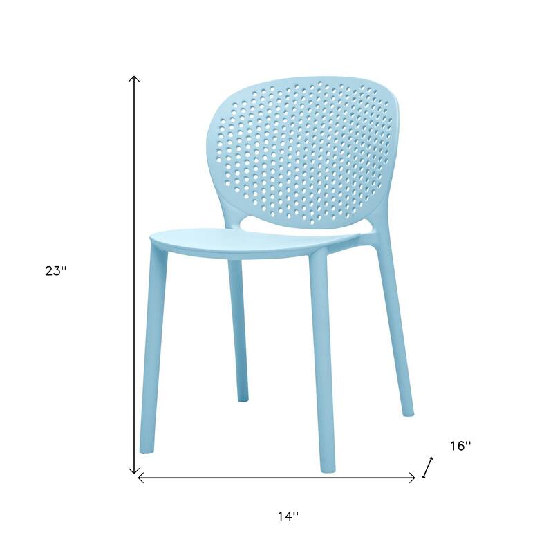 HomeRoots Set Of Four Aqua Blue Heavy Duty Plastic Juvenile Chairs - 14.00 in. x 23.00 in. x 16.00 in.