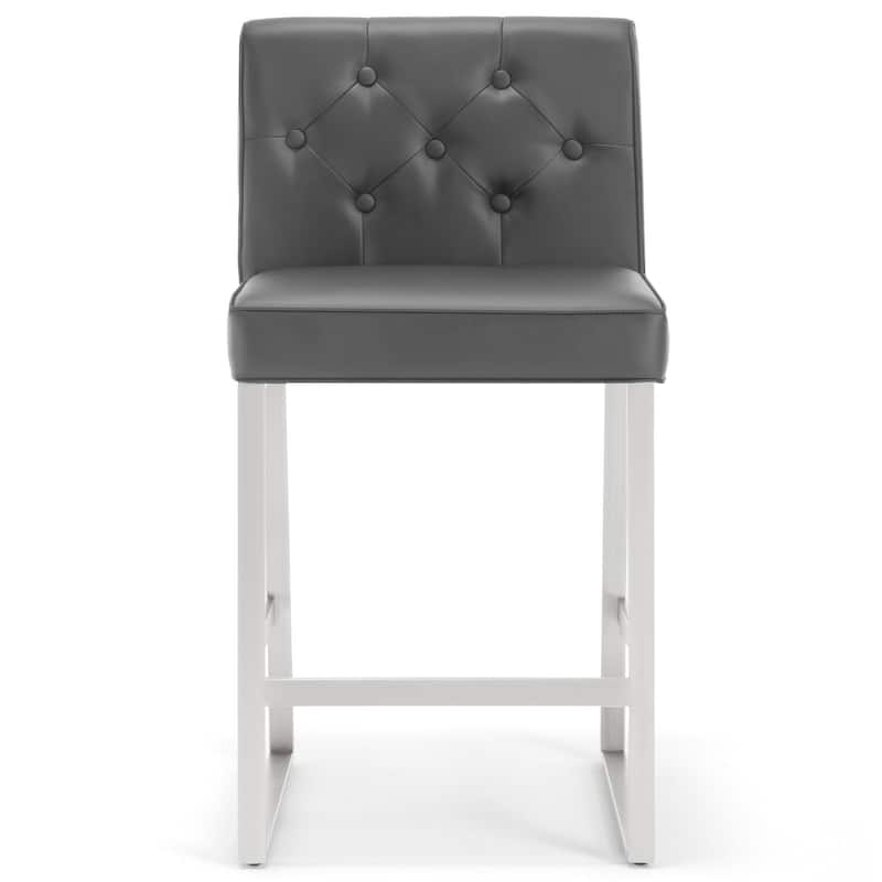 25" Faux Leather Upholstered Counter Height Bar Stools - 36.6"H x 18.9"W x 20.3"D