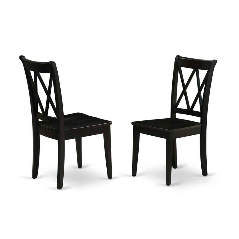 HomeStock 7-Piece Rectangle Black Finish Solid Wood Top Dining Table with 6-Chairs with Lattice Back