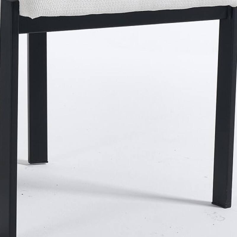 HomeRoots Set of Two White and Black Chenille And Metal Partially Open Back Dining Side Chairs