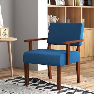 2PCS Modern Armchair Upholstered Line Accent Chair w/ Soft Padded Seat
