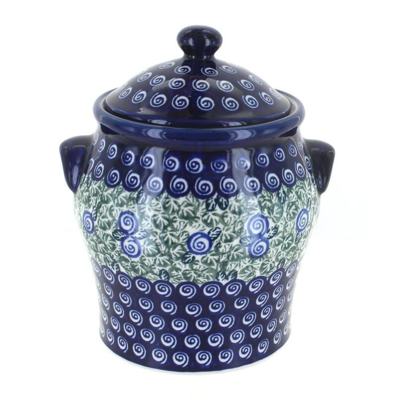 Blue Rose Polish Pottery 1100 Zaklady Large Canister - Seaside Swirl