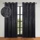 preview thumbnail 5 of 124, Superior Leaves Machine Washable Room Darkening Grommet Blackout Curtains, Set of 2 52" x 108" - Black/Black