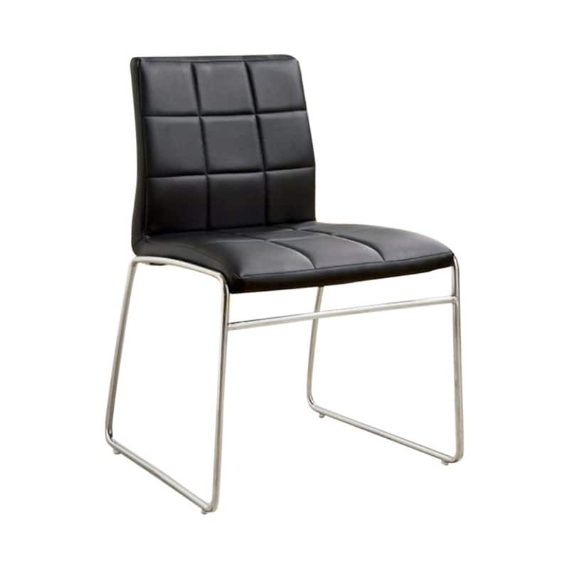 Set of 2 Modern Chrome Leg Side Chairs with Black Seat - 33 H x 21.5 W x 20 L Inches