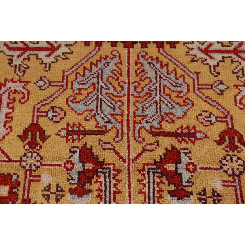 Hand Knotted Oriental 100% Wool Carpet Traditional Geometric Yellow & Gold Heriz (serapi) Area Rug - 11' 9'' X 9' 0''