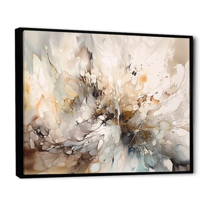 Designart "White And Grey Geometric Depths I" Modern Geometric Framed Wall Art For Living Room