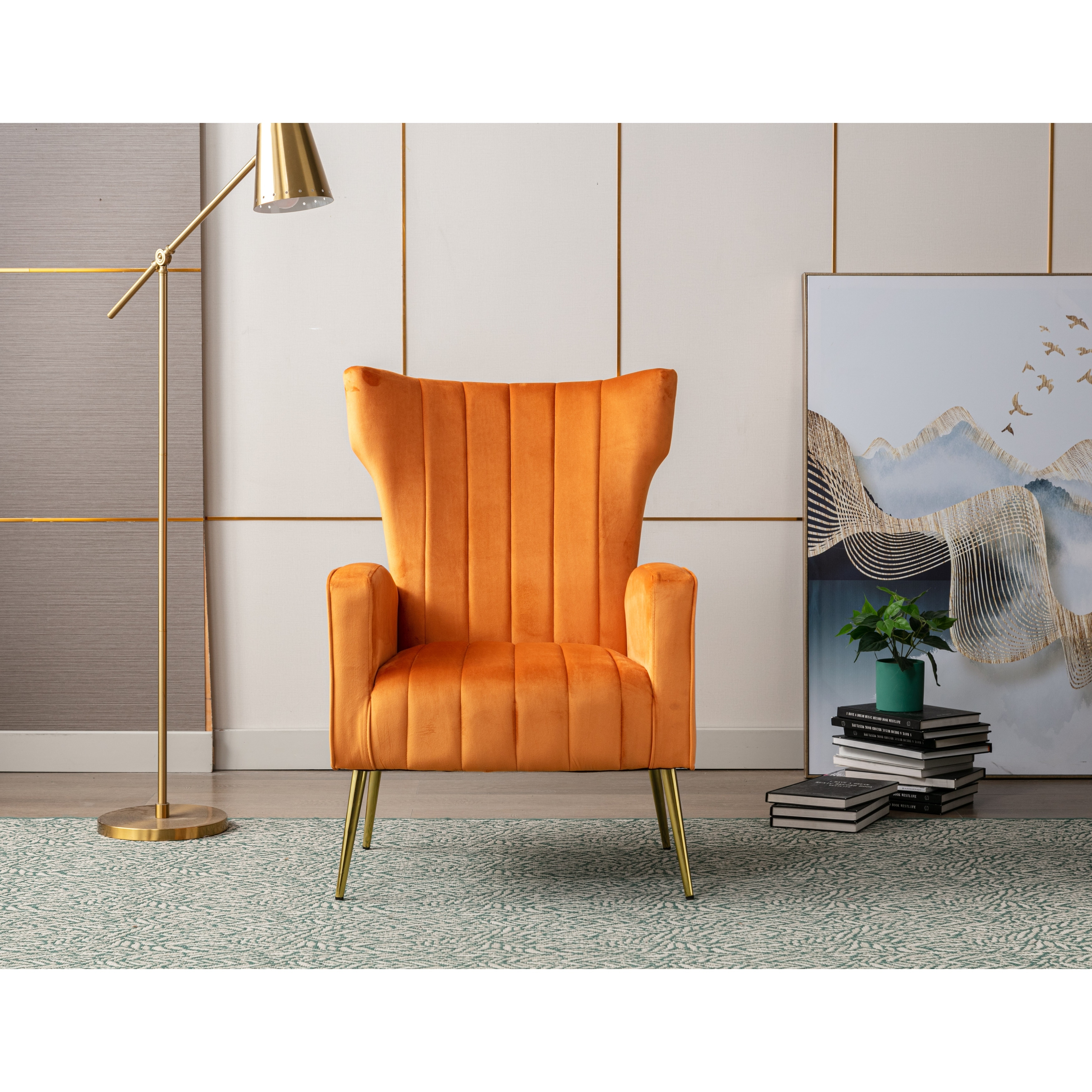 Flared Velvet upholstered Wingback Armchair Bed Bath Beyond
