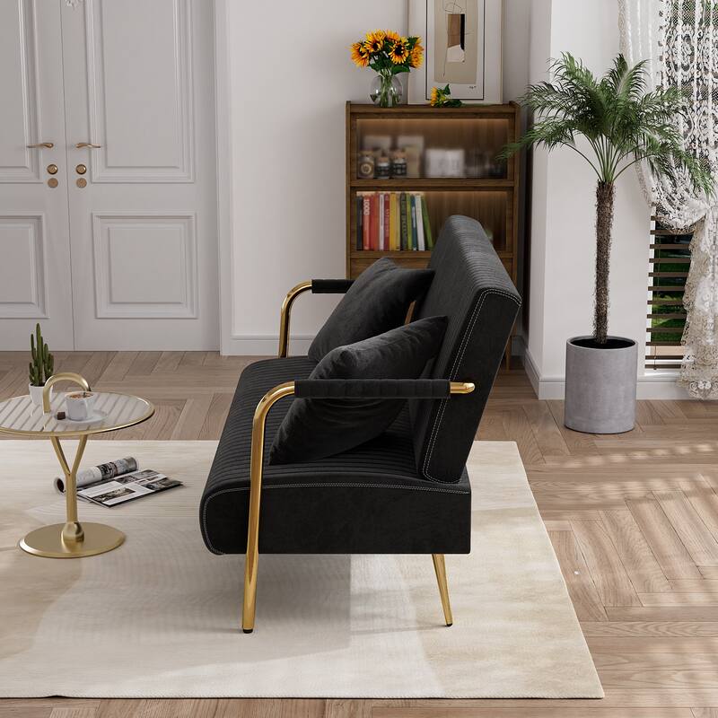 Ouyessir Upholstered Loveseat, Tufted Back Couch, Accent Armchair with 2 Pillows