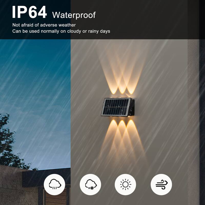 C Cattleya 2-Pack Solar LED Dusk to Dawn Outdoor Wall Sconce Light