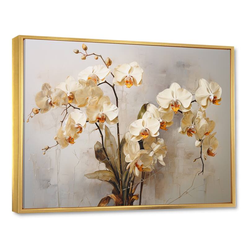 Designart "Minimalism Orchid Blossoms In Delicate Abstraction" Orchids Framed Wall Decor